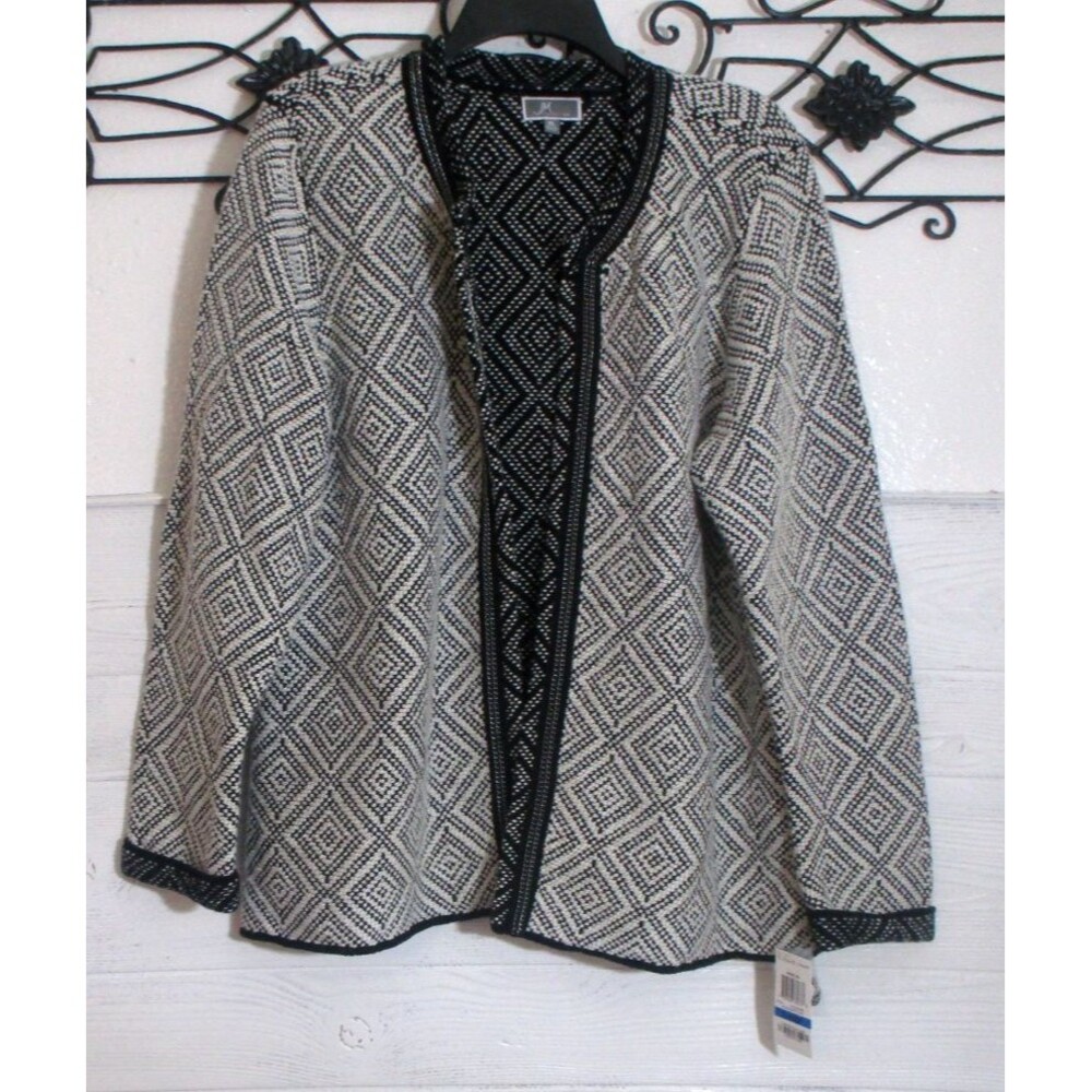 JM Collection Cardigan Sweater Open Front Women's Size XL Long Sleeve Gray
